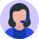 Icon depicting a female customer service representative with a headset